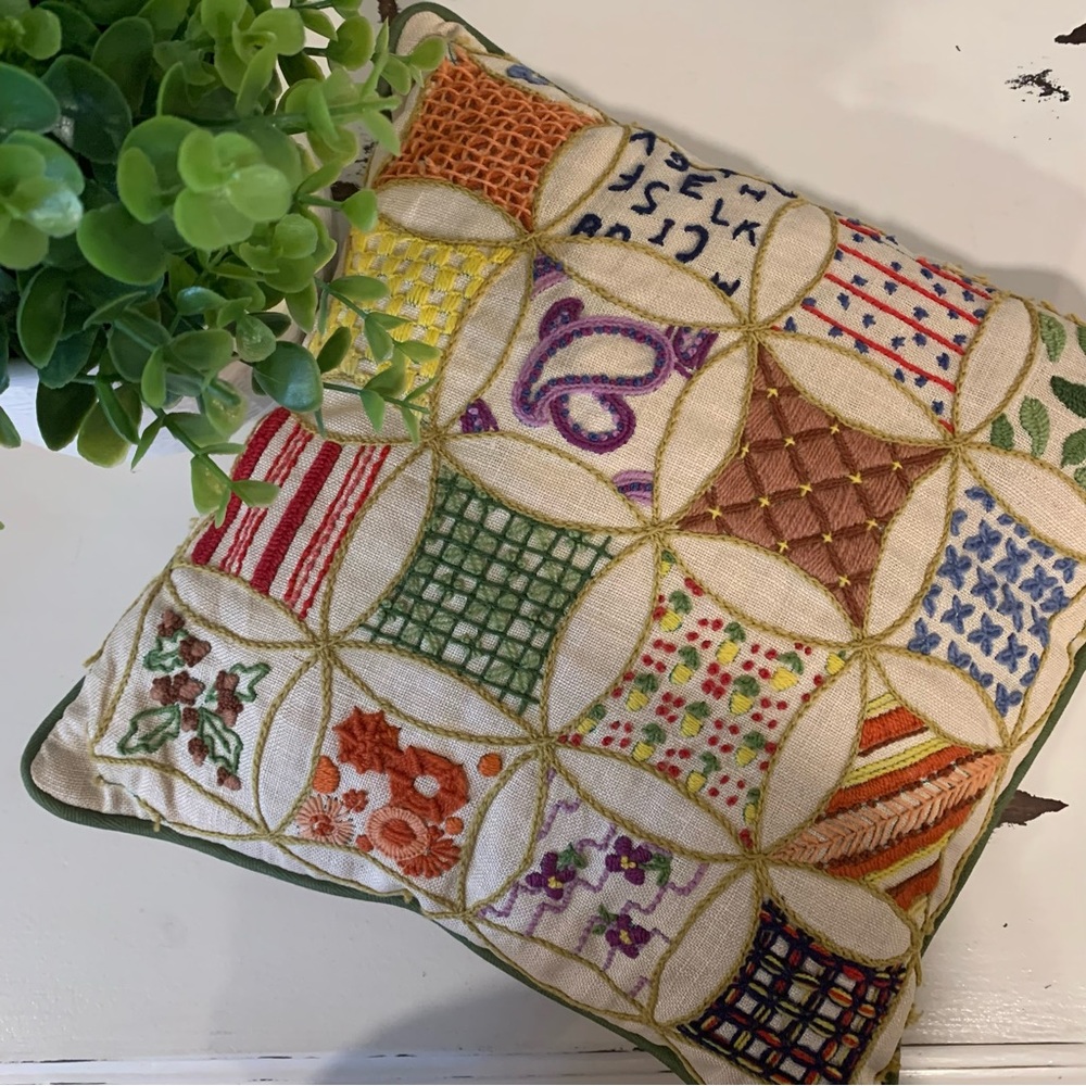 Vintage | Needlepoint Boho Small Throw Pillow
